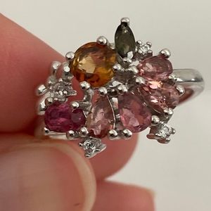 Genuine tourmalines Sterling silver size 7.5
